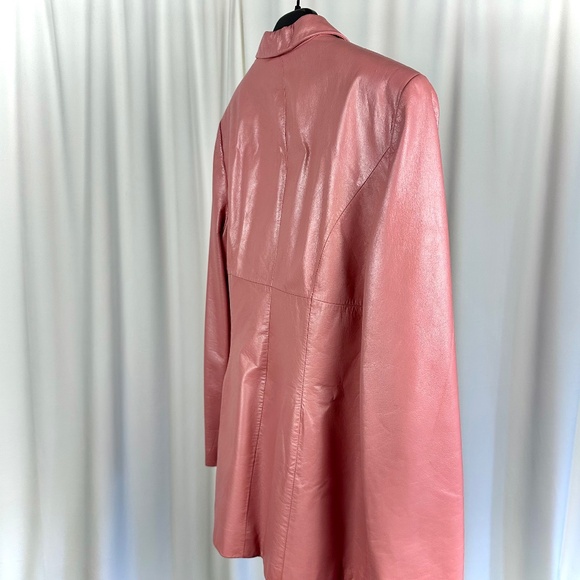 Vintage Danier Leather Metallic Bubblegum Pink Car Coat Jacket • Blazer Size S/M - Picture 8 of 10